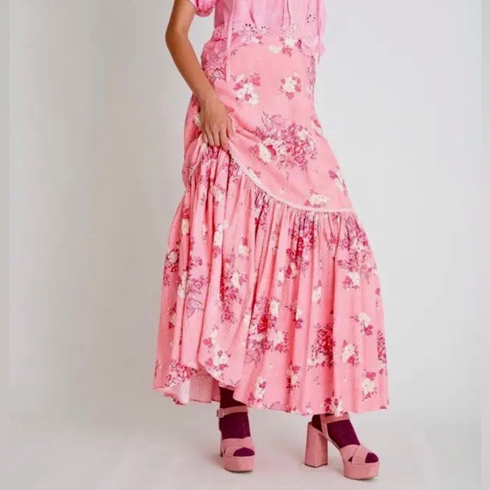 LOVESHACKFANCY Lockwood Skirt in pink size 00